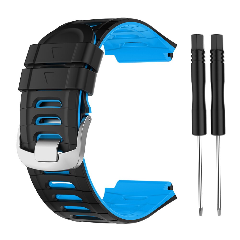 Silikon armband för garmin forerunner 920xt färgglada ersättningsarmband träning sport klockband armband+ verktyg: Svart blå
