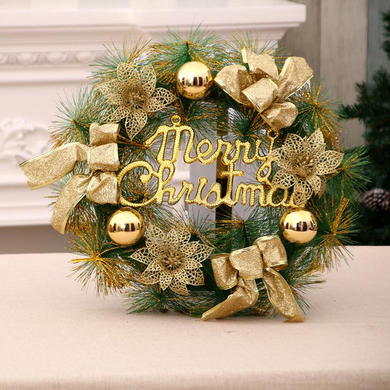 Kerstkrans deur wandhanger slinger ornament huisdecoratie kerstkrans strik kunstmatige decoratie 40cm: Goud