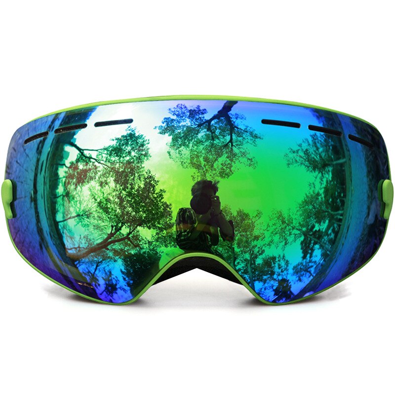 Óculos de esqui para crianças, óculos para meninos e meninas, proteção uv/neve, multi cores/duplo, anti-neblina, snowboard, ski: C3 Green Green