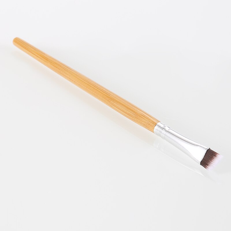 1 stk bambus håndtag makeup øjenbryn børste flad vinklet børste eyeliner øjenskygge makeup børster kosmetik