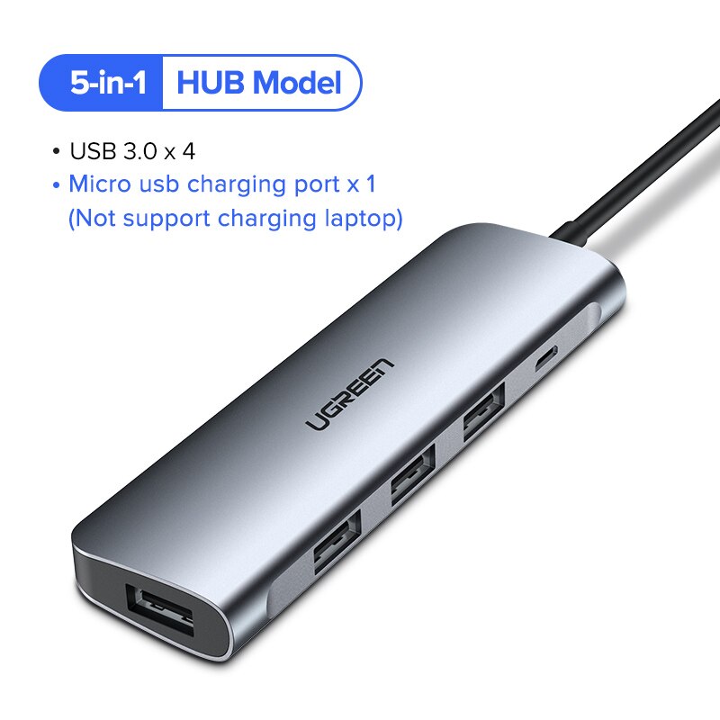 Ugreen USB C HDMI Cable Type C to HDMI HUB Adapter USB-C HDMI Converter Type-C Thunderbolt 3 Dock for MacBook Huawei Mate 30 Pro: 5-in-1 HUB-Micro usb