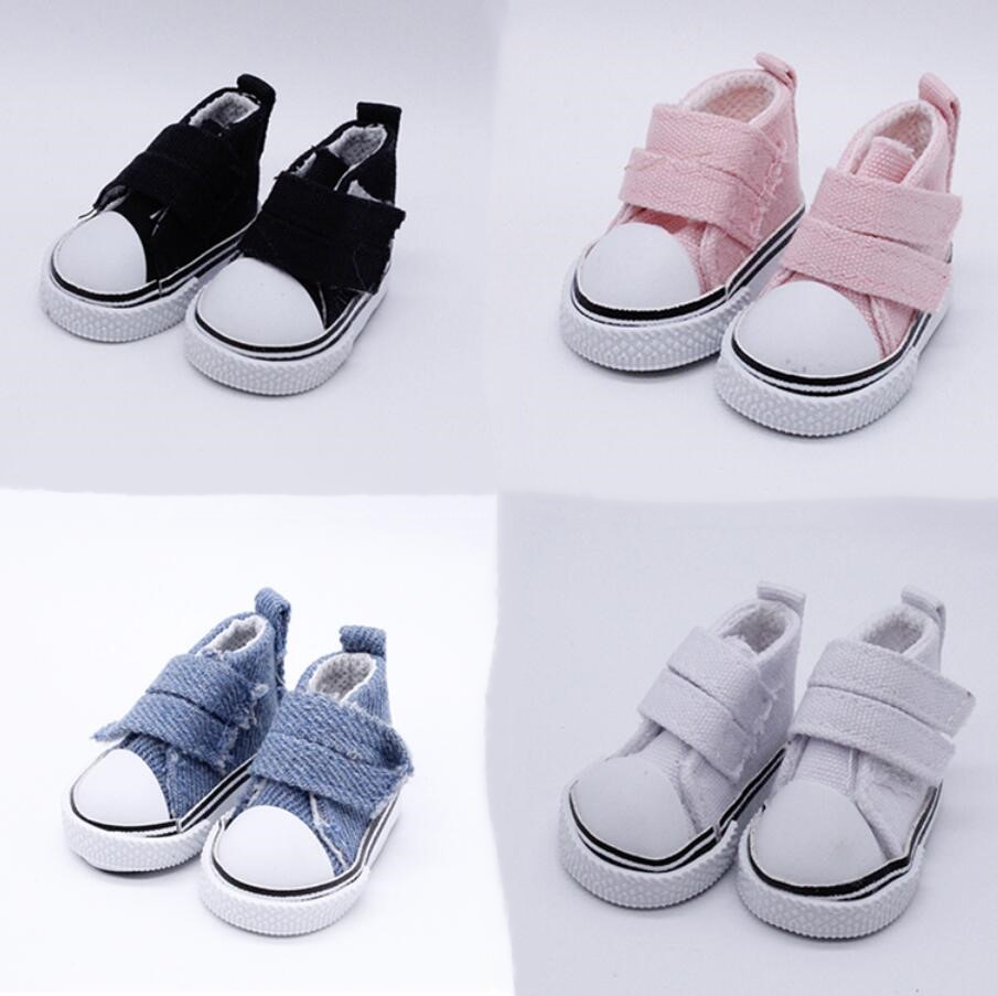 1 Paar 5 Cm Pop Schoenen Denim Sneakers Voor Poppen Mode Denim Canvas Mini Speelgoed Schoenen 1/6 Voor Handgemaakte Pop