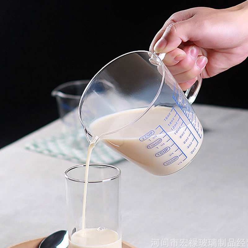 Glass Measuring Cup Milk Jug Heat Resistant Glass Cup Measure Jug Creamer Scale Cup Tea Coffee Pitcher Microwave Safe