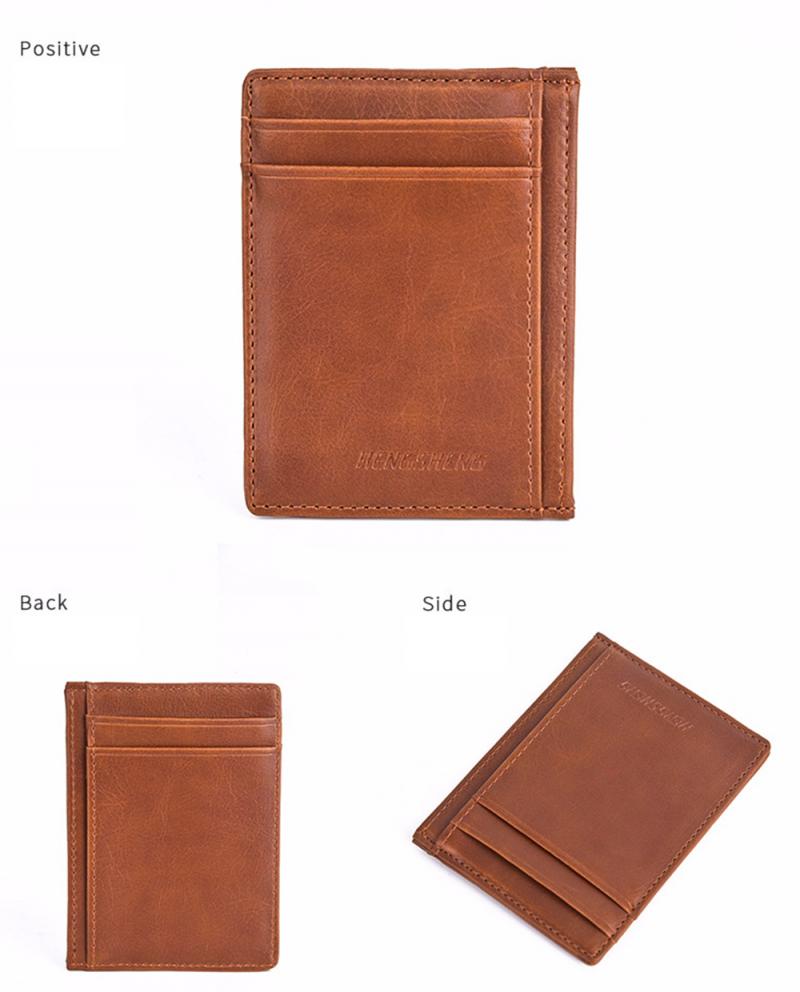 3 Colors Wallets Thin Men's Leather Multi-Card Wallet Retro Solid Color Mini Card Package Coin Purses