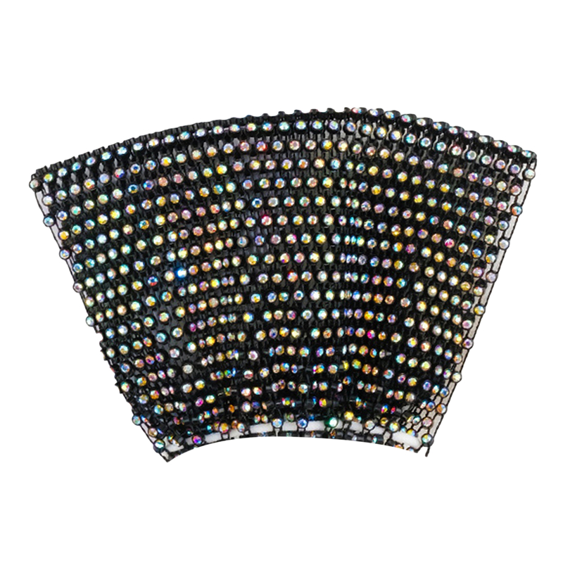 Máscara divertida de cristal ostentoso para mujer, mascarilla facial con diamantes de imitación para mujer, malla de red Yashmak para club nocturno, de Halloween y espectáculo: Black