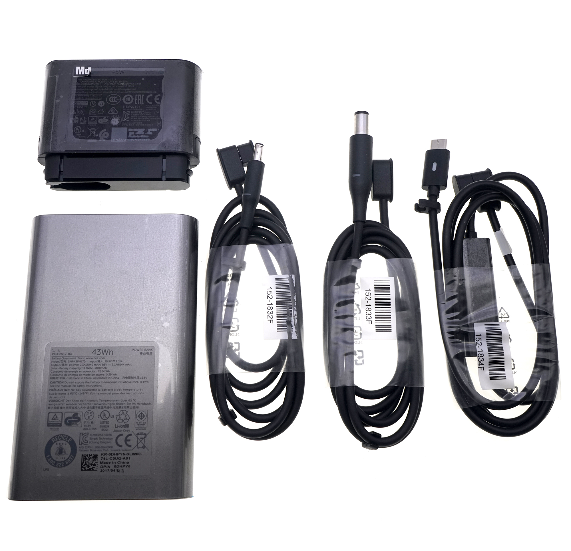 Genuine 19.5V 2.31A 45W AC Adapter 43Wh Laptop Hybrid Power bank for Dell XPS 4.5*3.0 7.4*5.0 USB-C TYPE-C SMP43PH170 LA45NM170