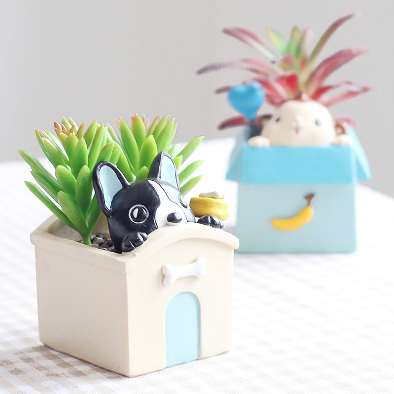 ROOGO de dibujos animados de plantador animal zakka mano artesanía flor kawaii macetas planta suculenta maceta decoración hogar