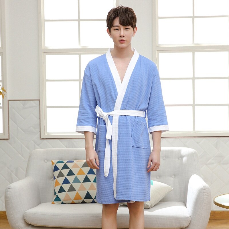Miesten kylpytakki kimono takki pitkä lämmin puuvillainen kylpytakki miesten superpehmeä puuvilla kimono kylpytakki miesten aamutakki miesten kylpytakit kesä