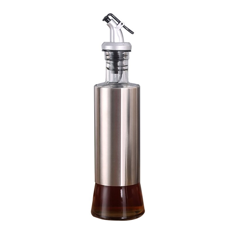 Glass oil bottle kitchen supplies vinegar bottle sauce bottle stainless steel oil pot soy: 350ml
