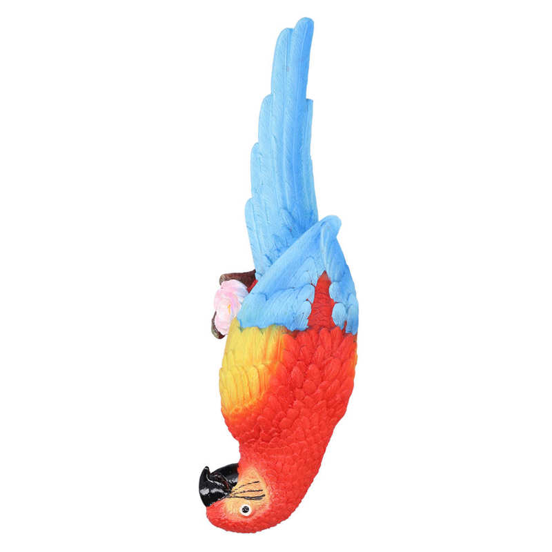 Parrot Sculpture Wall Mounted 10 X 32.5 X 7cm Tropical Colorful Hanging Macaws Sculpture for Patio