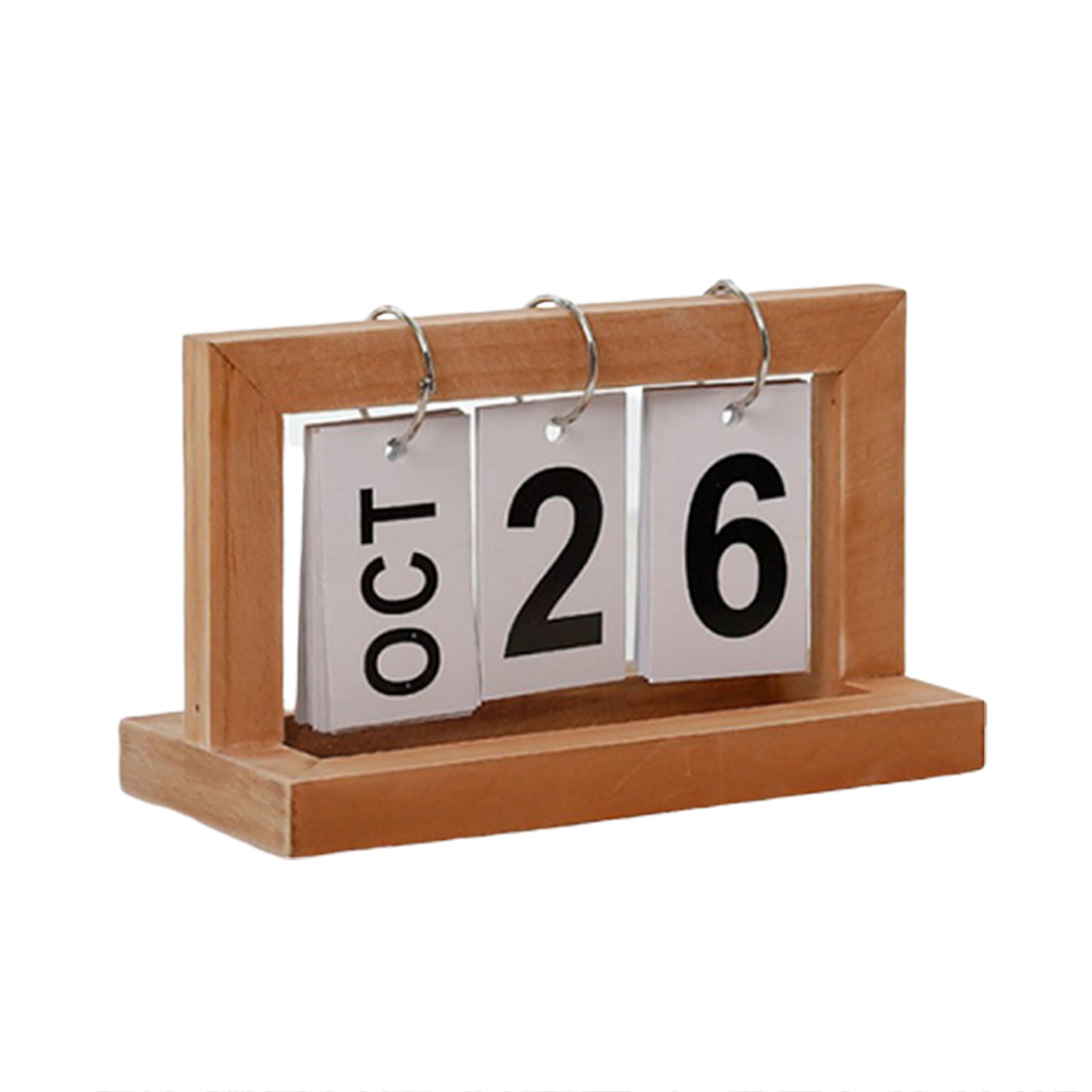Vintage træ desktop kalender kontor hjemme cafe desktop dekorative rustikke ornamenter gør det selv flip planner kalender kontorartikler