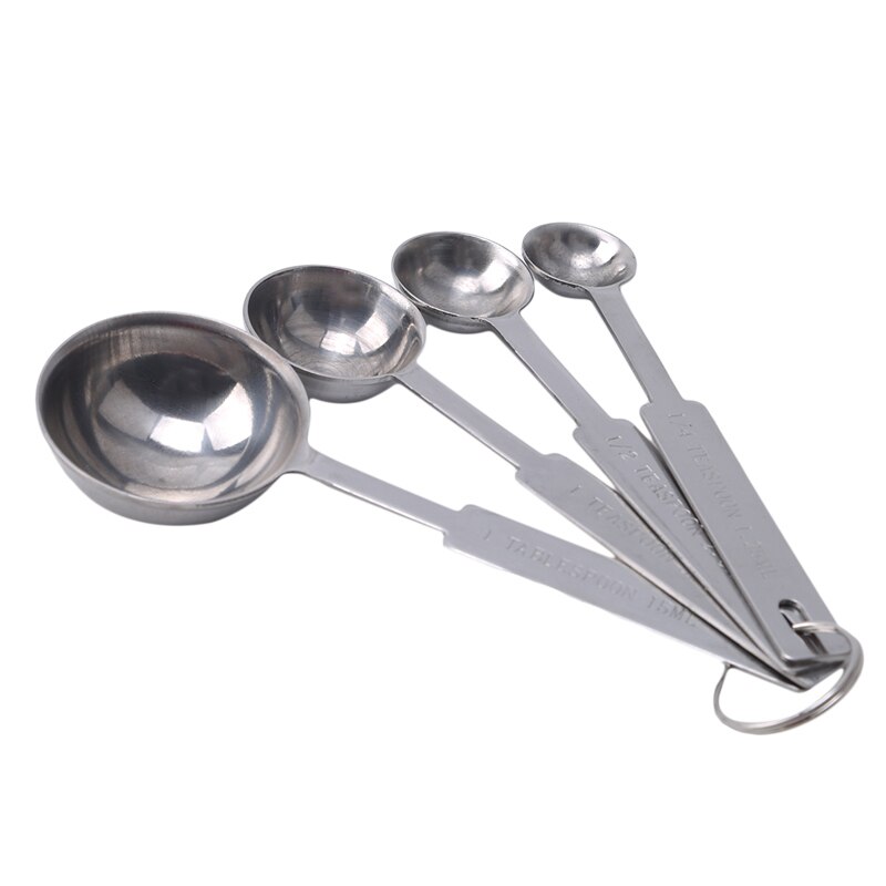 4 unids/set medidores de utensilios de cocina juego de tazas medidoras de acero inoxidable precisas cucharas medidoras cuchara para hornear azúcar