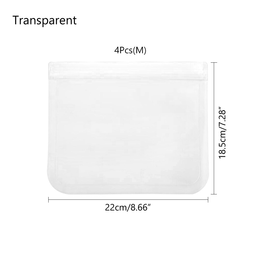 4Pcs Sandwich Pouch Containers Reusable Food Storage Bag Silicone Leakproof Fresh Fruit Pouch Freezer Bags Cup Ziplock Shut: 005