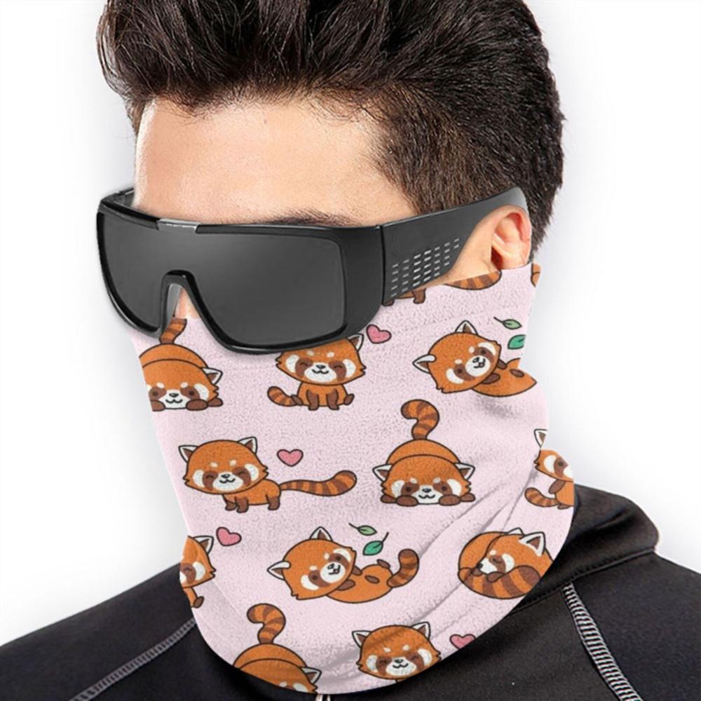 Red Panda Pattern 3D Bandana Face Neck Warmer Soft Fleece Mask Sport Scarf Red Panda Mom Red Panda Dad Red Panda Red Panda