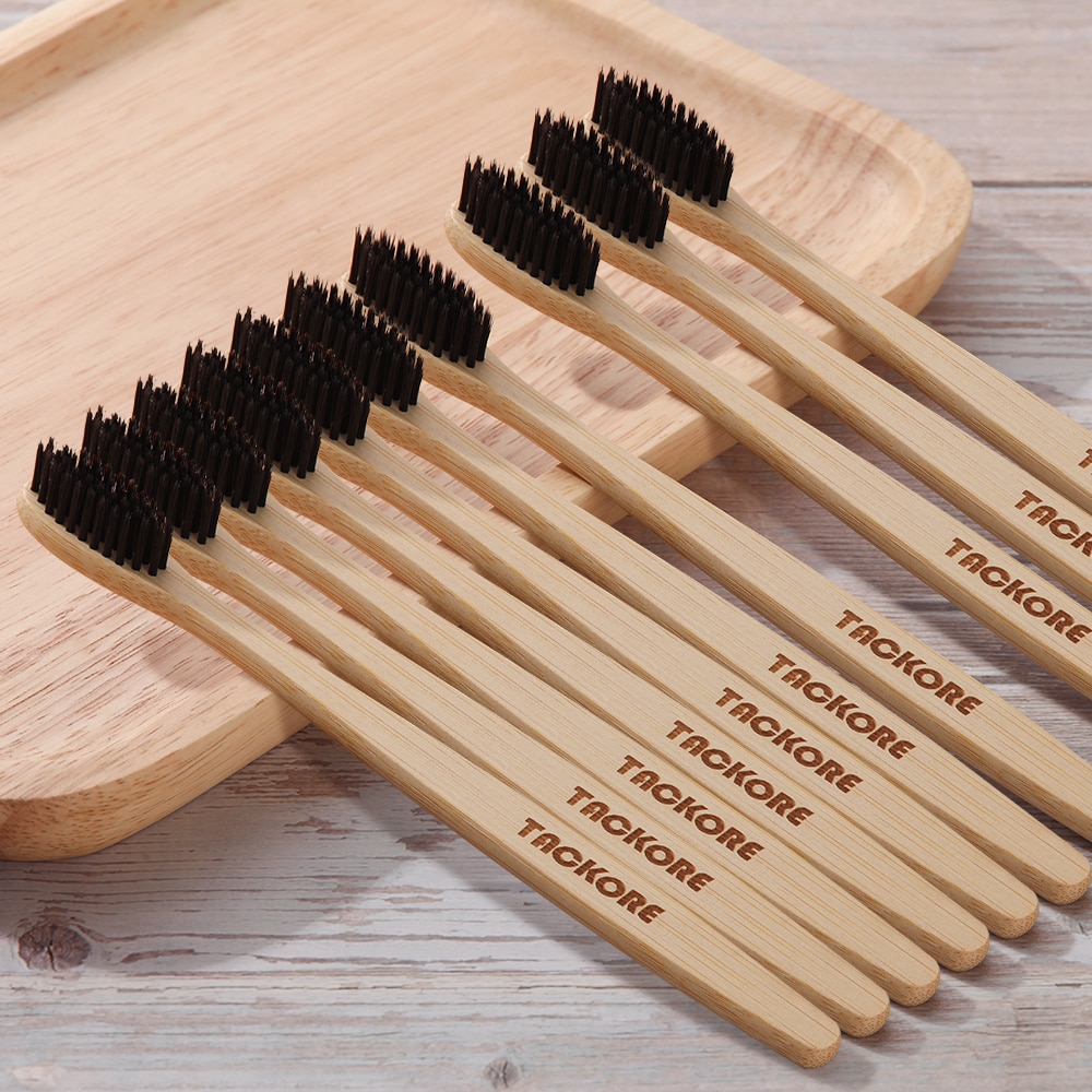 10pc bløde børster bambus kul tandbørste naturlig nano beskytter tandbørste rejse miljøvenlig børste tand miljø