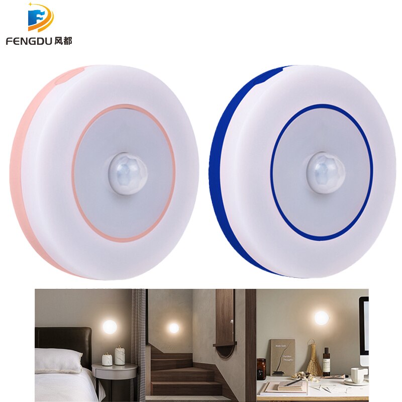 Mini Night Light Smart Motion Sensor LED Night Lamp Light Battery Operated WC Bedside Lamp For Room Hallway Pathway Toilet