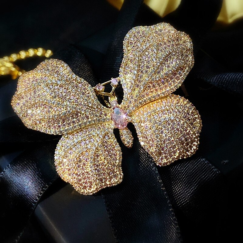 Broches para mujer, alfileres para camisa, insignias de mariposa, Pin para solapa, broche de lujo, joyería fina delicada,