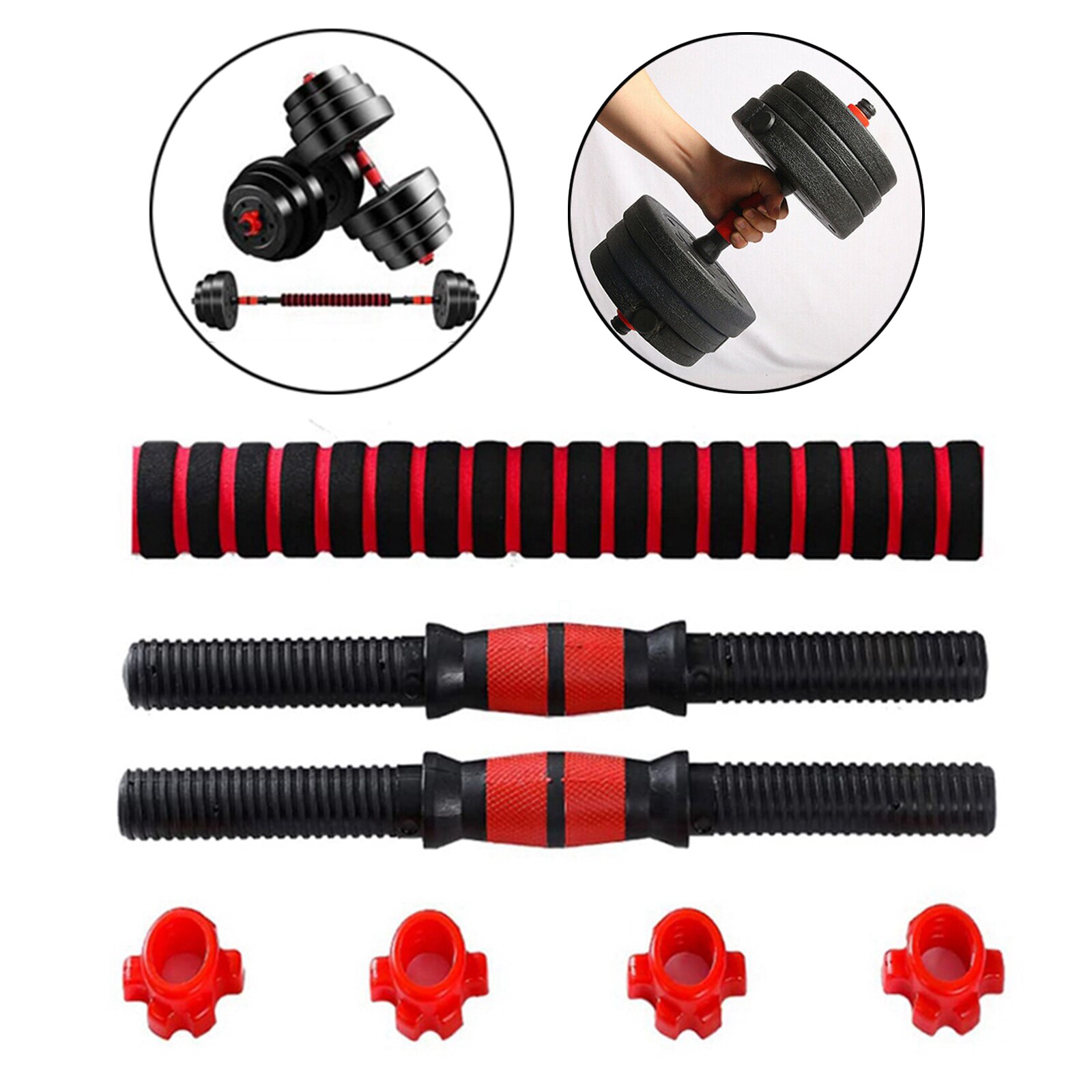 Dumbbell Bar Standard 1'' Arm Extension Rod Joint Attachment Collars Nut