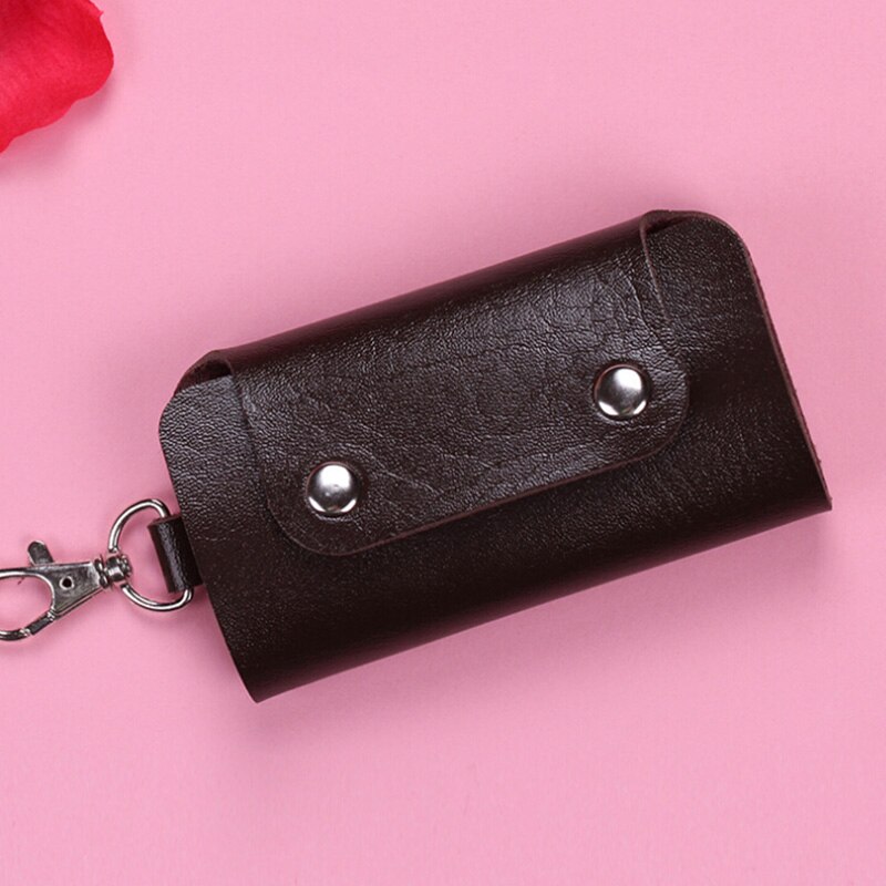 Key Wallets for Women Men 6 Rings Keys Holder Organizer Manager Faux Leather Buckle Key Wallet Purse Car Keychain for Women Men: Coffee