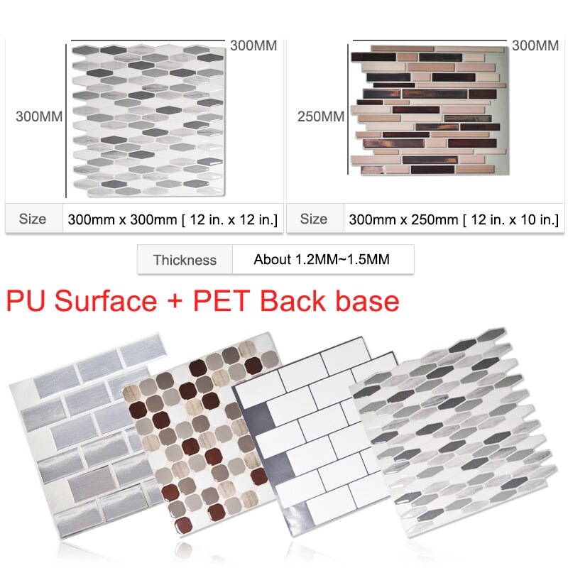 Kaguyahime 3D DIY Self Adhesive Wall Stickers 10pcs/lot Mosaic Tiles Waterproof Wallpaper Decoration For Kitchen Home Stickers