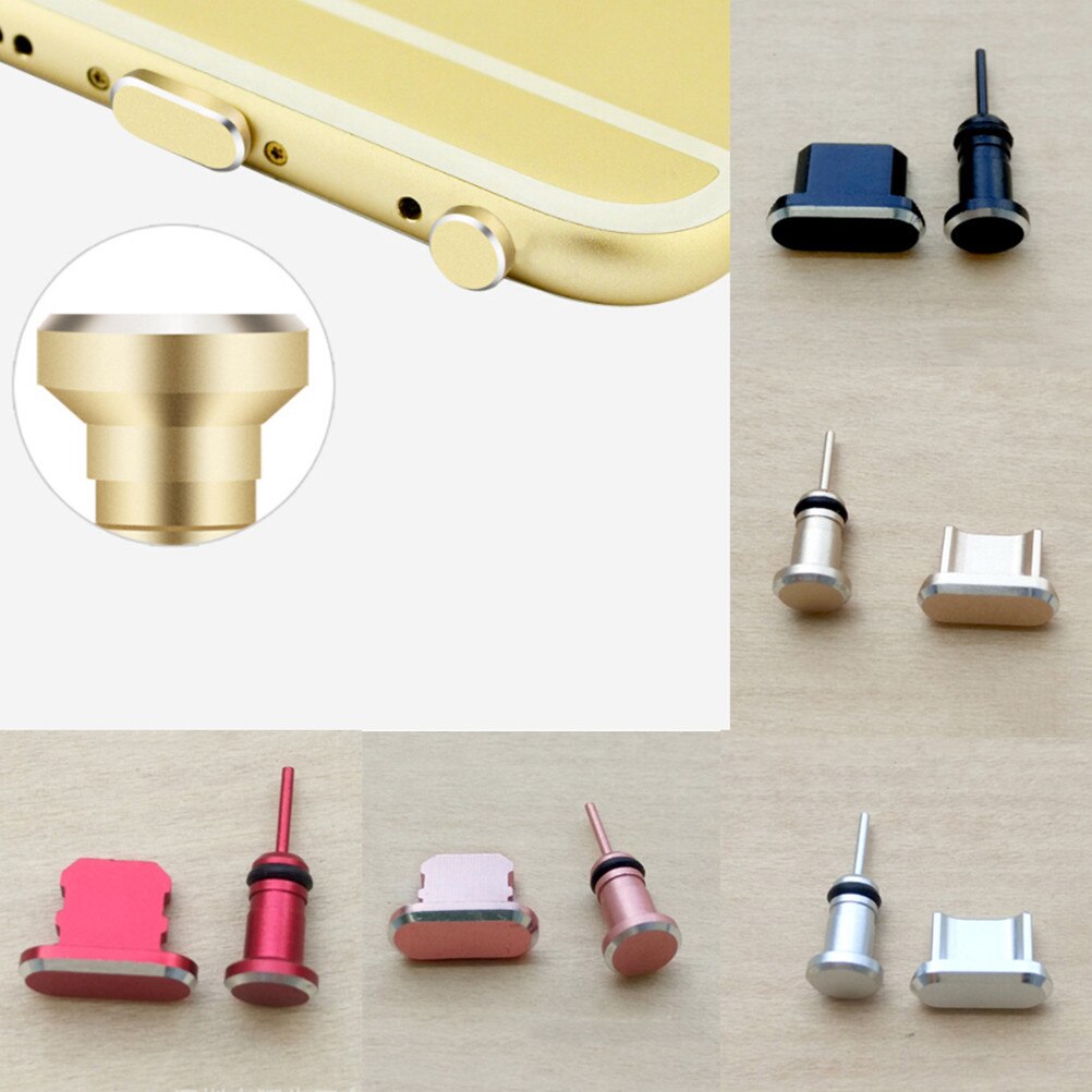 1Set Micro Usb-poort Opladen Oortelefoon Jack Telefoon Metalen Stof Plug Plug Stof Rand Anti Stof Plug