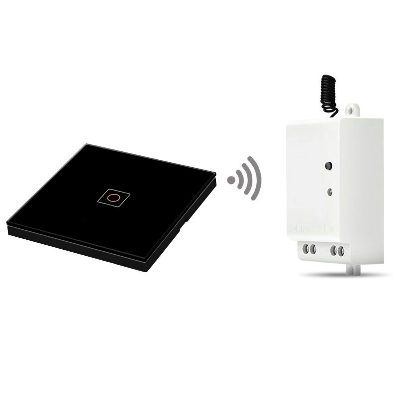 RF433 Smart Switch Remote Control Receiver 1/2/3 Gang Home Appliance Renovation Wireless RF Remote Control Switch: 1 gang black