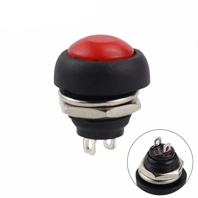 1PCS 12mm Self-Recovery PBS-33B Mini Push Button Switch, 2Pin 1A Momentary Waterproof Reset Push Button: Brown