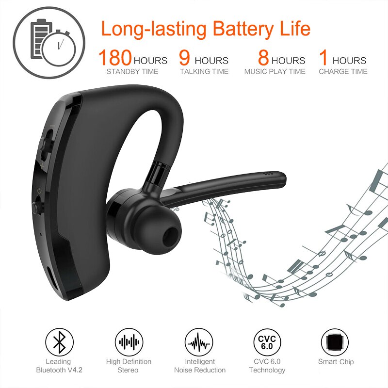 V8/V9 Wireless Bluetooth Headset Bluetooth Earphone Business Headphones with Mic Handsfree for Driving Car for Cell Phone