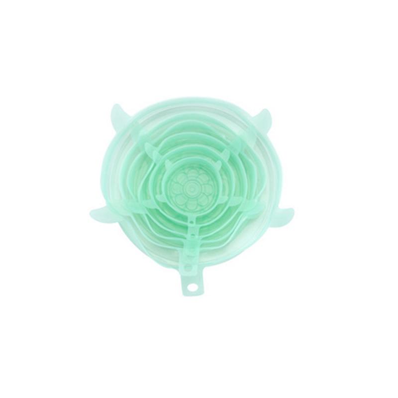 6/1 pcs Home Silicone Stretch Lids Universal Silicone Food Wrap Bowl Pot Lid Silicone Cover Pan Cooking Kitchen Accessories: B 6pcs Green
