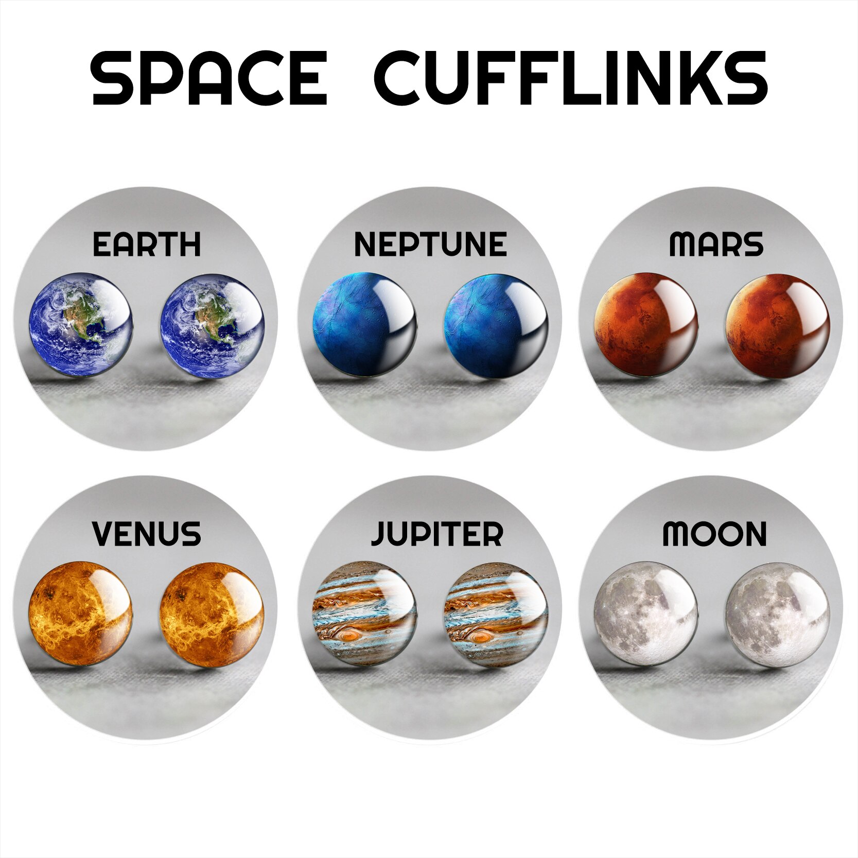 Moon Solar System Planet for Men Wedding Cufflinks Galaxy Nebula Earth Sun Jupiter Jewelry Suit Shirt Cuff Links