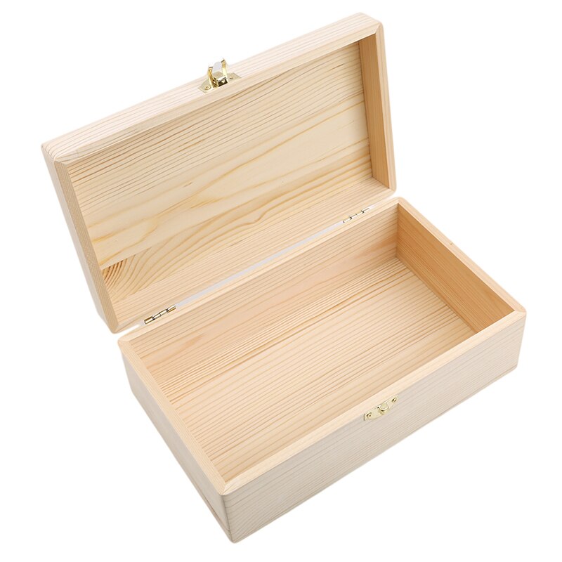 Caja de almacenamiento de madera, caja de de madera sólida con Tapa Rectangular de pino escocés, caja de hecha a mano, caja de joyería artesanal