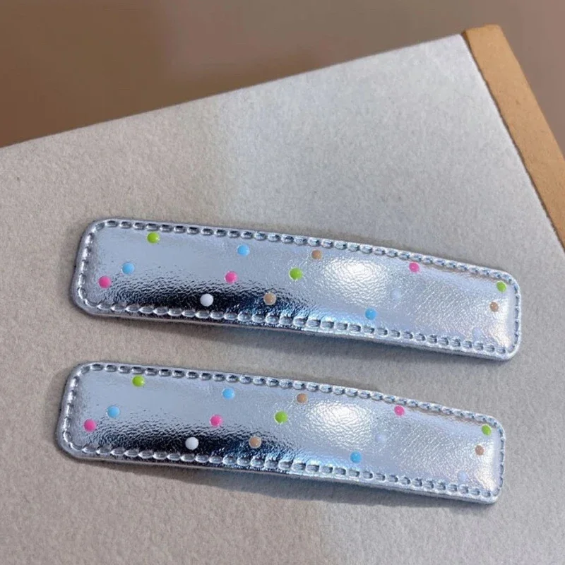 Horquillas plateadas de PU Y2K, pinzas para el cabello de varios estilos, estrellas BB, horquillas con Clip, pasador lateral bonito, accesorios para el cabello para mujer: Morado