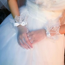 Witte Korte Bruiloft Handschoenen Vrouwen Bridal Handschoenen Elegante Witte Kanten Handschoenen Voor Bridal Bruiloft Accessoires