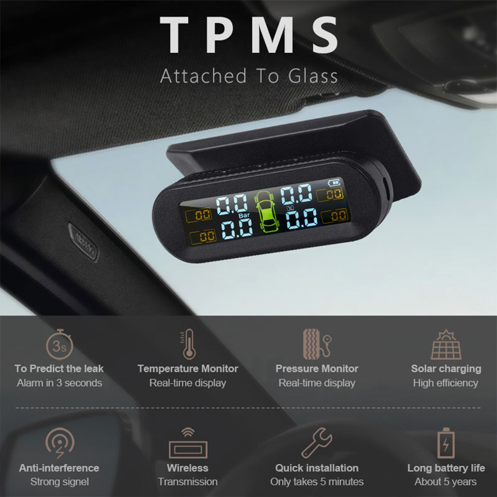 Clever TPMS Auto Reifen Druck Überwachung System Solar- Energie TPMS Digital LCD Auto Sicherheit Alarm System Reifen Druck Temperatur