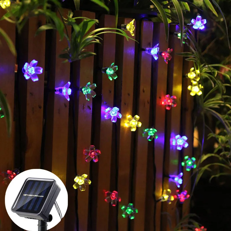 LED-Gartenleuchten für den Außenbereich, Hochzeitsdekoration, 8 Modi, Kirschblüten, Solar-Lichterkette, Weihnachtsfeier, Dekoration, Lichterkette
