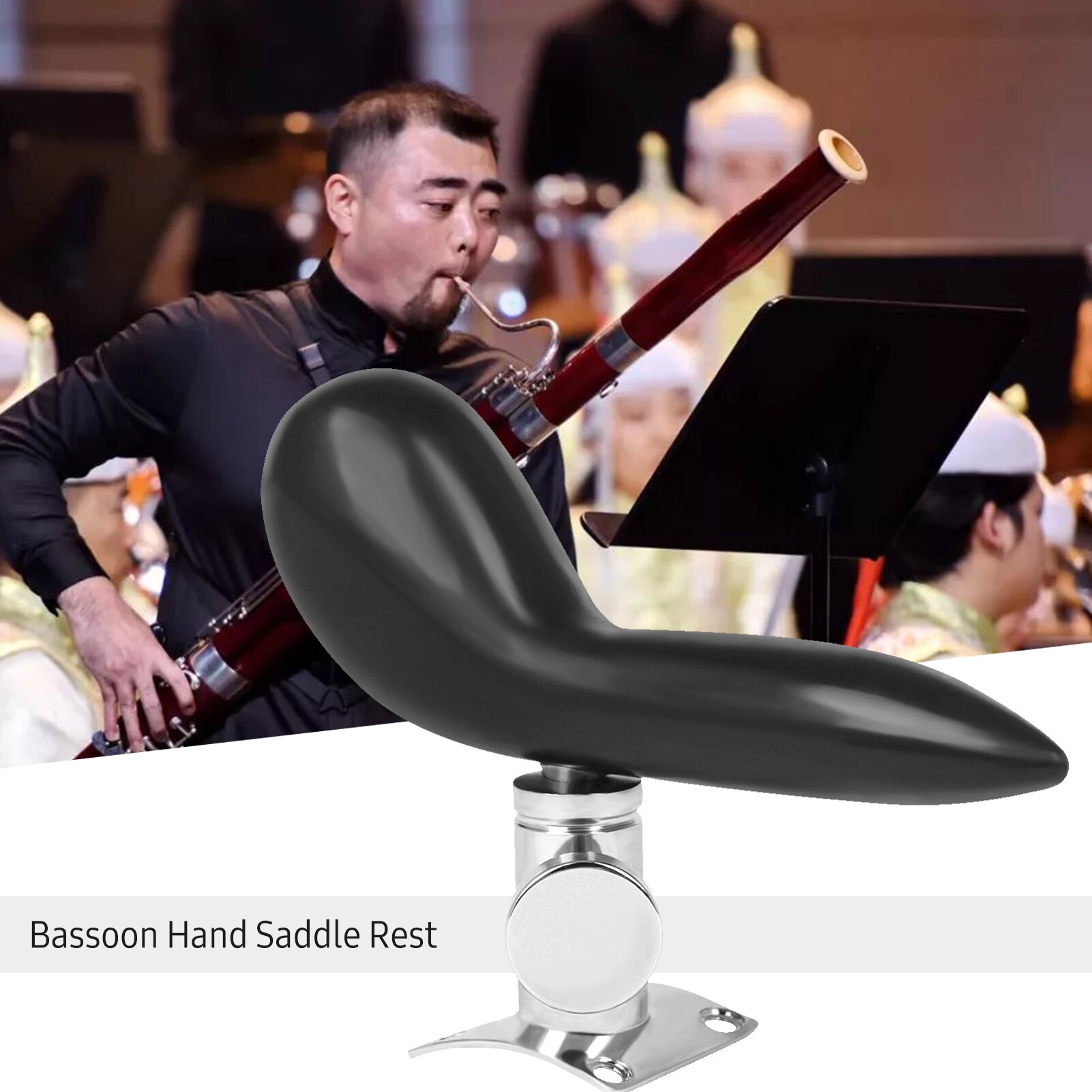 Bassoon hand saddle rest, thumb rest for bassoon hand holder, thickened arc finger rest with metal base & 4 screws