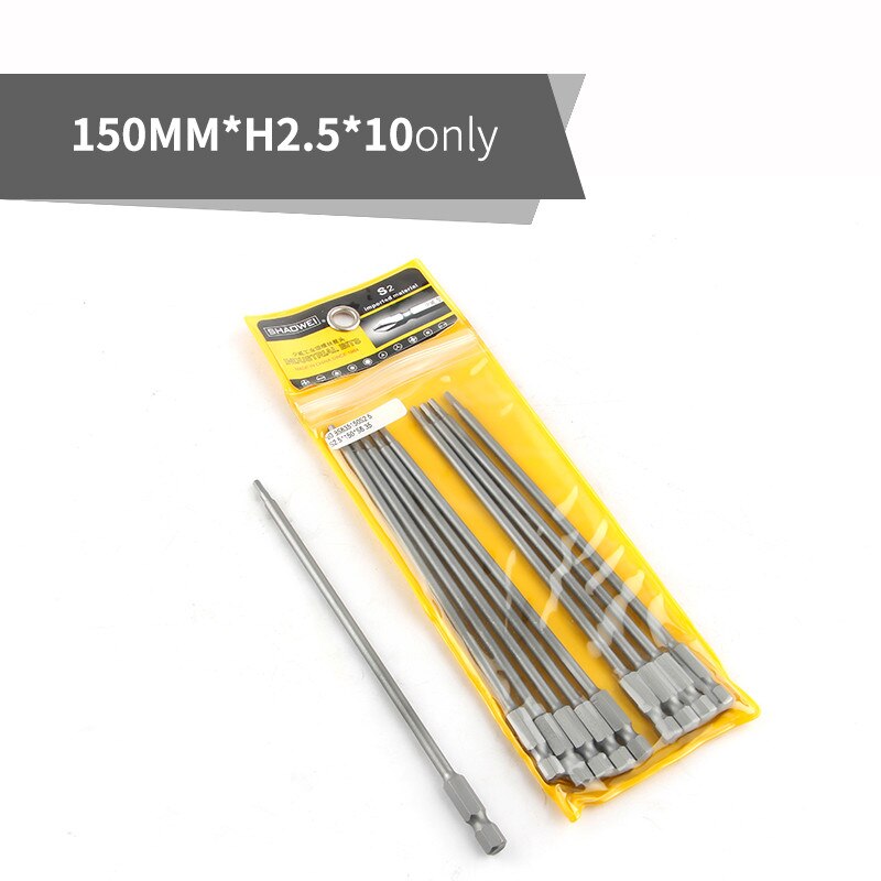 150mm Length Screwdriver Drill Bit Sets S2 Steel Screw Driver Bits Hex Magnetic 1/4"Hand Repair Kits Tools: 10pcs 150mmxH2.5