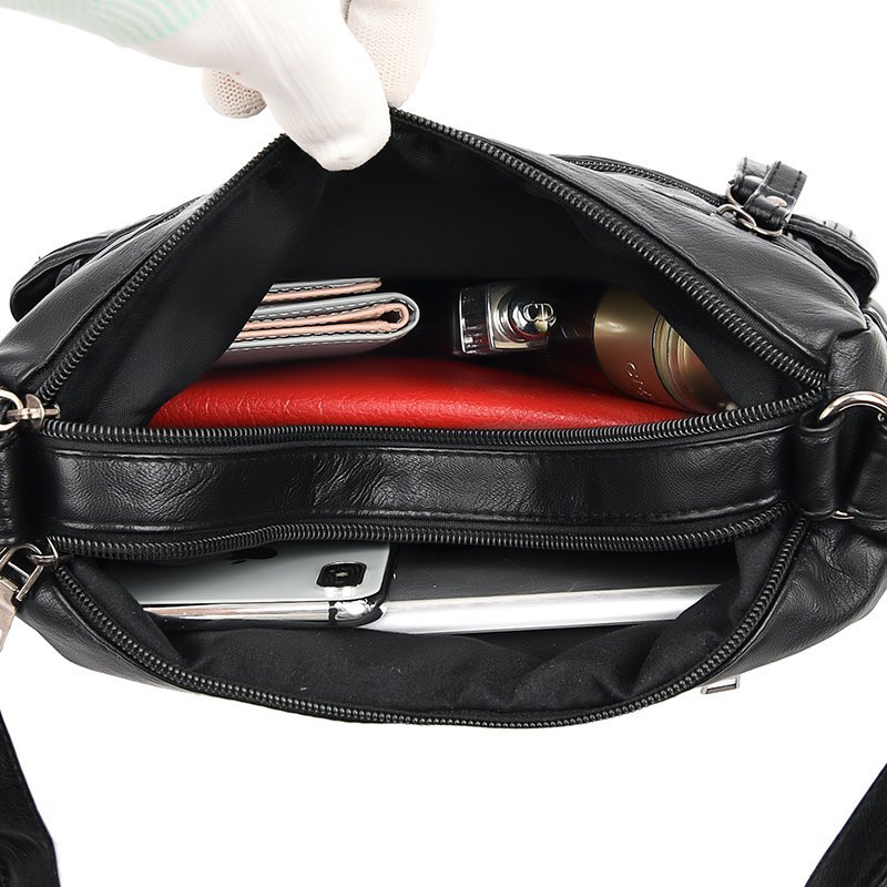 Spring Women's Soft Leather Shoulder Bags Classic Casual Crossbody Bag For Female Washing Purses and Handbags