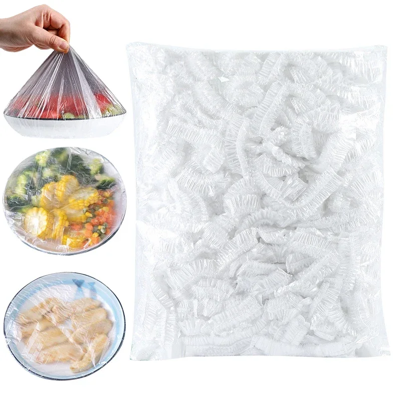 50/100 Pcs Disposable Food Cover Kitchen Nylon Packaging Storage Bags Plastic Elastic Wrap Food Covers Fresh-keeping Lid Plate: Dark Khaki