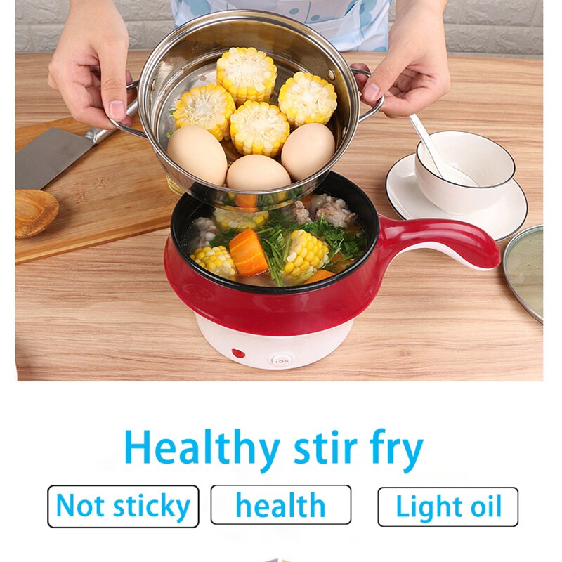Sartén eléctrica multifuncional para cocinar arroz, máquina de Cocina eléctrica, antiadherente, para cocinar fideos, vaporizador, calentador de sopa