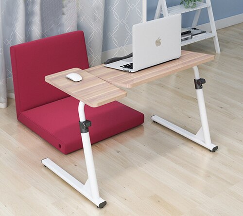 Folding Lifting Laptop Table Computer Desk Bedside Sofa Bed Adjustable Notebook Stand Table Study Desk: Dark wood color