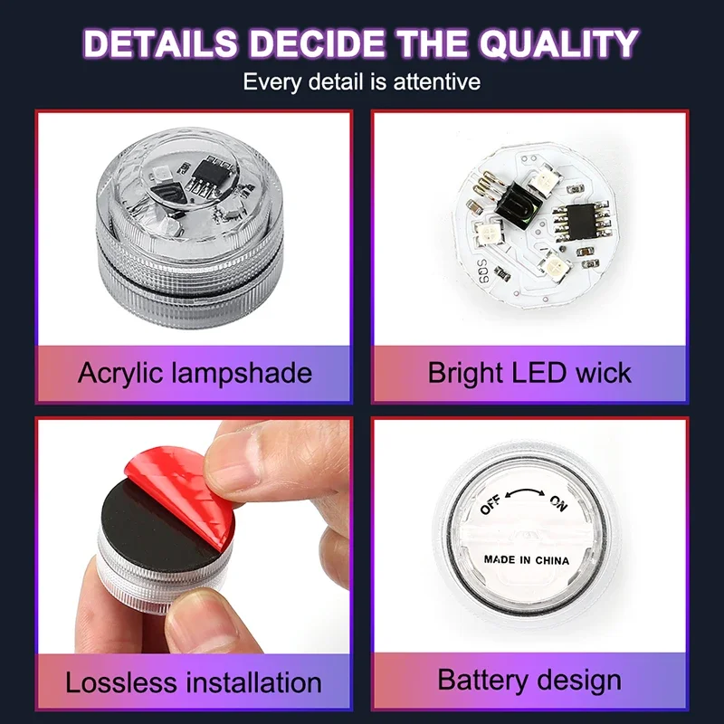 Lumière LED sans fil pour intérieur de voiture, adhésif, environnement, télécommande, décoration, toit de voiture, escales au pied, pâte à rmatérielle