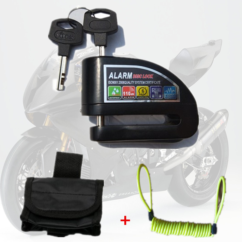 Security burglar alarm lock motorcycles moto bike alarm disc lock high score bass wheel alarm lock