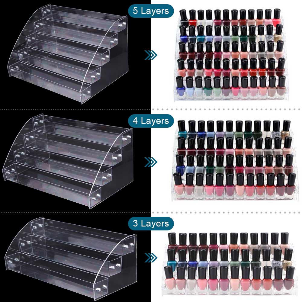 1-7 lags manicure stativ kosmetisk neglelak akryl rack nails art aftagelig opbevaring makeup organizer manicure værktøj display