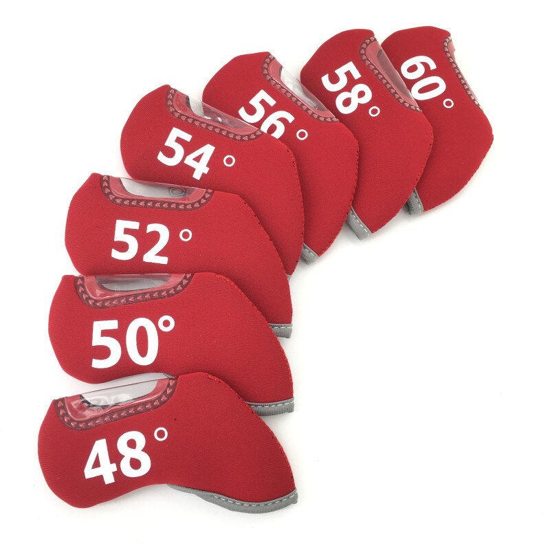 golf kiler headcover nylon golf sand kile sett hode dekker 48/50/52/54/56/58/60 grad fargerik: Rød 7 stk
