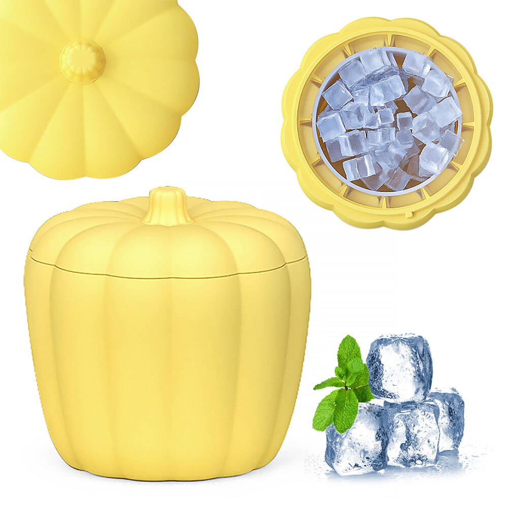 Silicone Ice Bucket Mold With Lid Pumpkin Shape Ice Cube Maker Tools Whiskey Wine Cocktail 3D DIY Mold Kitchen Party Barware