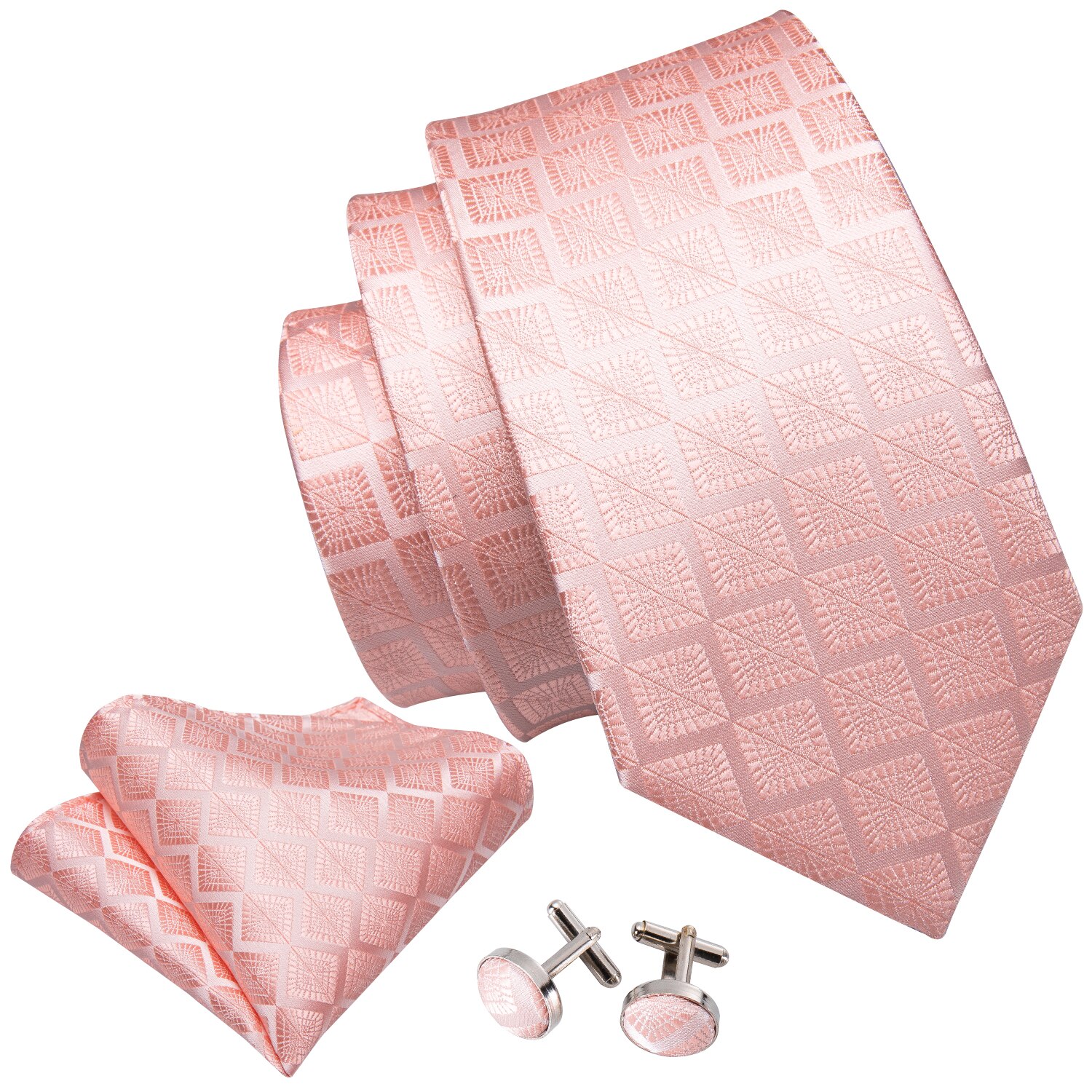 Men Tie Pink Floral Necktie Gravat Handkerchief Set Silk Ties For Men Wedding Party Business Barry.Wang FA-5246