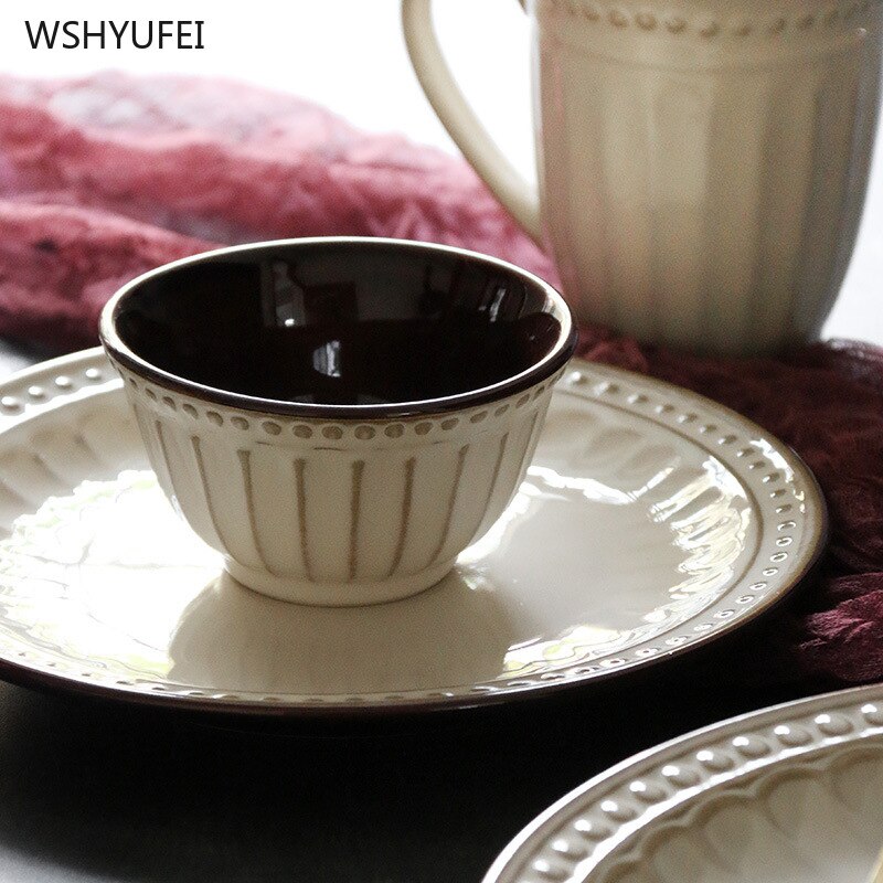 1 stk palads retro stil hvid rund keramisk plade western bøf salat dessert kage sushi hjem køkken opbevaring dekorativ plade