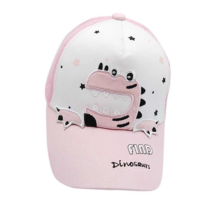 Zomer Hoed Voor Jongens Mode Baby Boy Hoed Brief Zachte Katoen Doos Dinosaurus Zonnehoed Dakrand Baseball Cap Zonnehoed Baret: Pink
