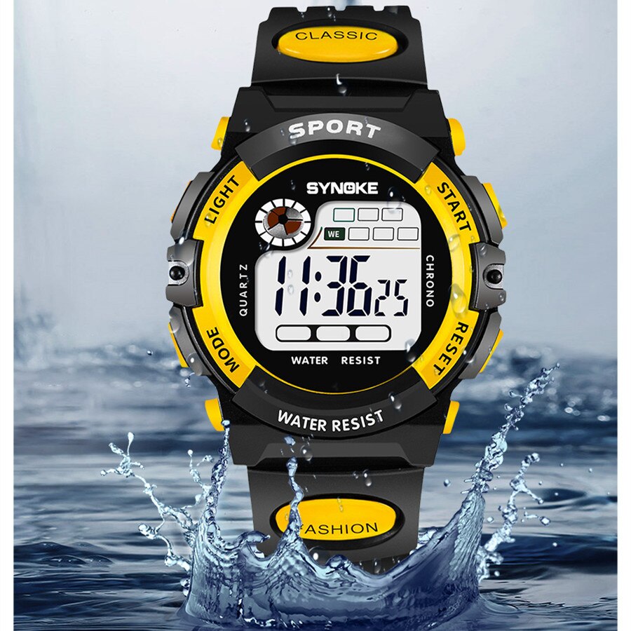 Synoke Multifunctionele Nacht Student Kinderen Elektronisch Horloge Sport Waterdicht Jongen Elektronisch Horloge Waterdicht Licht Mode